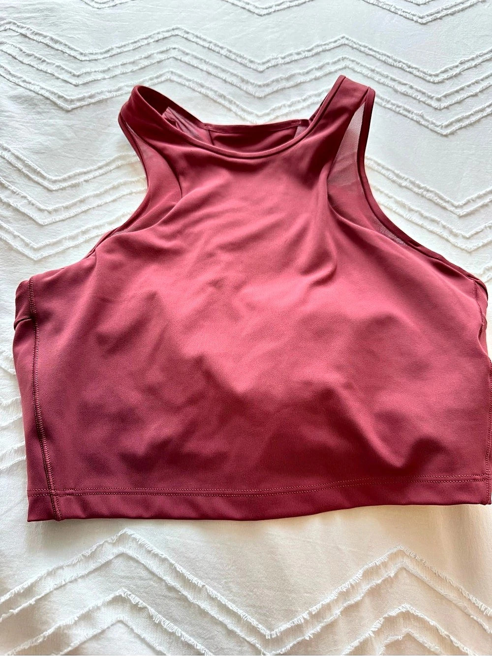 Athleta High Neck Crop Tank Top with Mesh Back Pink Color - Size Medium